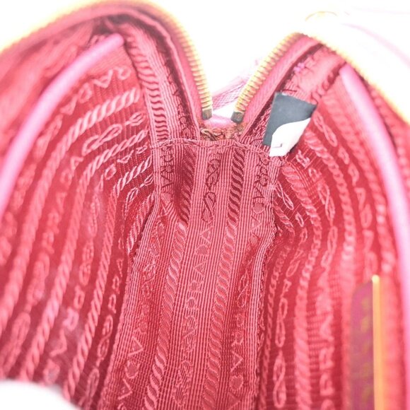 PRADA Saffiano Mini Crossbody Shoulder Bag Leather Pink Gold Italy - Picture 11 of 14